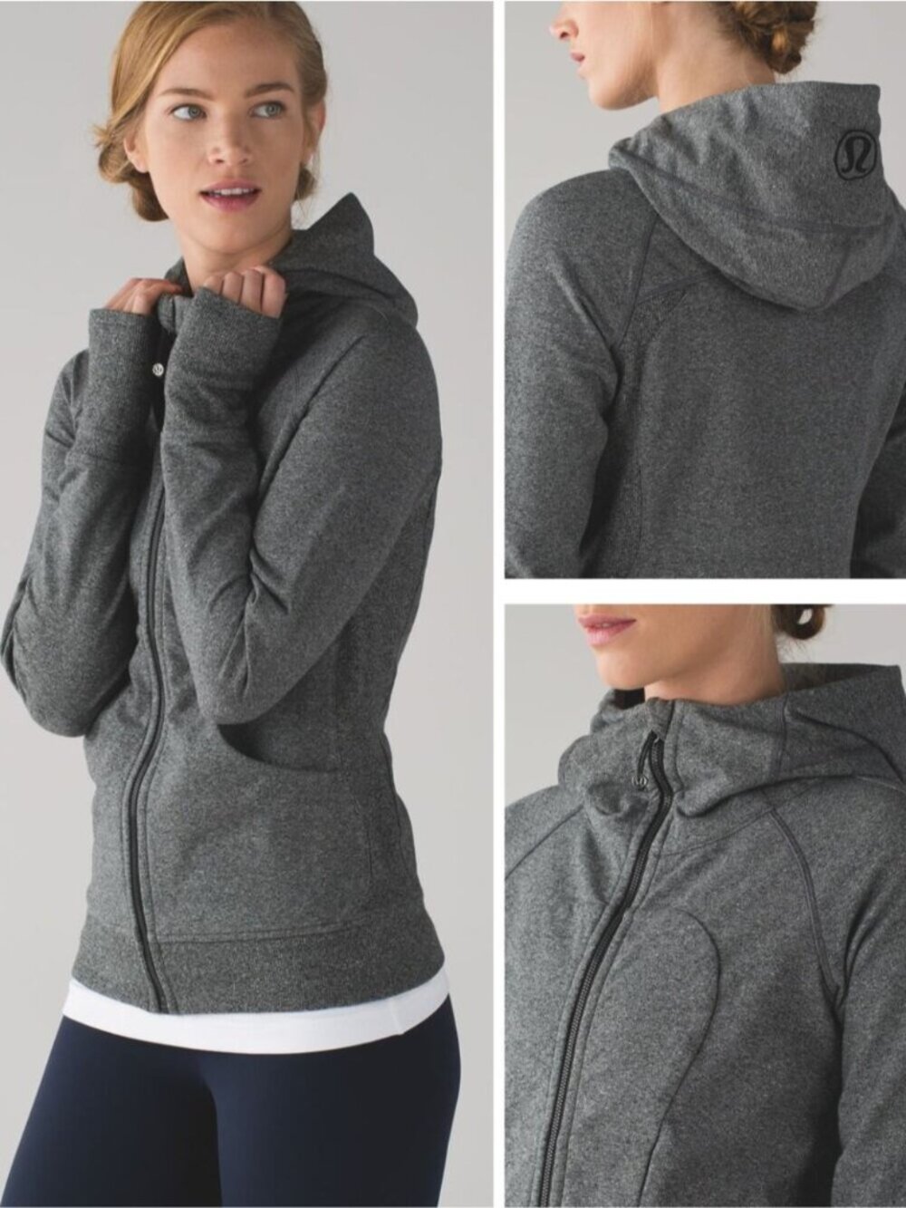 LULULEMON Scuba Hoodie III Heathered Speckled Black Size 8